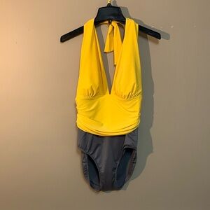 Magic Suit Color-block Yves Rushed Yellow and Gray One Piece Swimsuit 12 Beach